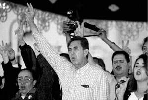 Cuauhtmoc Crdenas Solrzano durante el mitin en la plaza de armas de Ciudad Jurez, Chihuahua n Foto: Duilio Rodrguez/Archivo