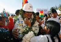 El presidente de Bolivia, ayer durante una visita a Cochabamba