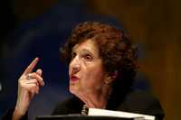 Margo Glantz, colaboradora de La Jornada, anteayer, durante la conferencia que dictó en el contexto del ciclo Los otros días, conversaciones de Bioy Casares y Borges