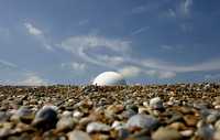 Parte superior de la central atómica de Sizewell B sobre una playa de Suffolk, Gran Bretaña. En Francia se afirma que la planta de energía mareomotriz del río Rance produce energía a un costo más bajo que una nucleoeléctrica