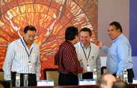 José Castillo Ambriz, José Guadalupe Carrera, Eduardo Medina Mora y Víctor Humberto Benítez en la clausura de la séptima Reunión Nacional de Presidentes de Tribunales Superiores y Procuradores de Justicia, en Ixtapan de la Sal