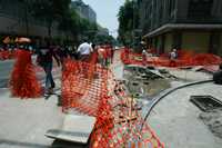 Aspecto de la calle Uruguay, en el Centro Histórico, luego de que el INAH decidió suspender obras hidráulicas en la zona