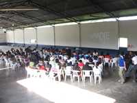 Durante la exhibición en el Salón Social del pueblo La Patrona, municipio de Amatlán