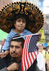 Manifestación de migrantes en Chicago