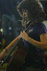 Atrilistas de la Orquesta Sinfónica Infantil, durante un ensayo en Oaxtepec, en julio de 2007