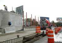 Trabajos de la línea 2 del Metrobús. En la imagen, la estación ubicada en el cruce con Benjamín Franklin y Revolución