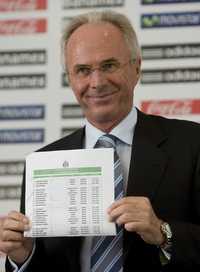 Sven-Goran Eriksson informó que los convocados trabajarán del 4 al 6 de agosto